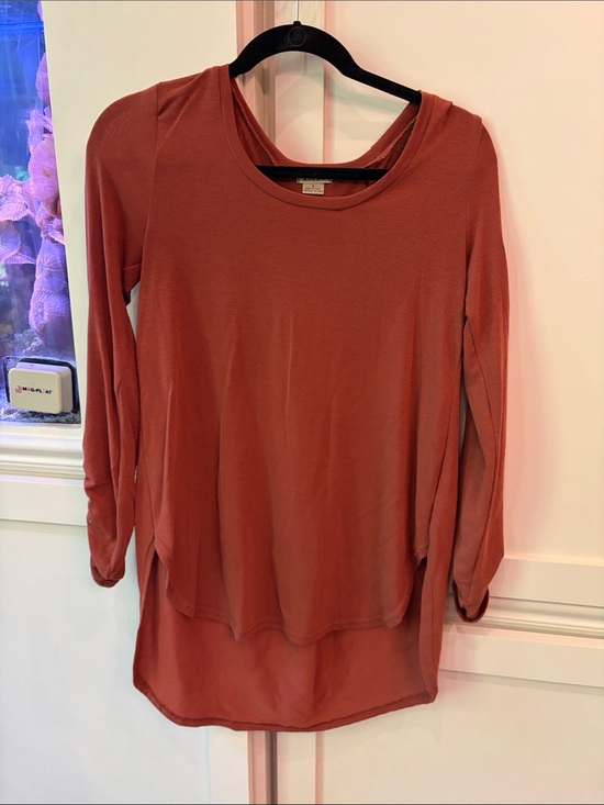 Tops - Long Sleeve Layered Tunic in Rust